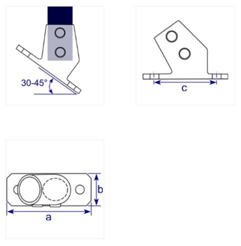Drawing to show dimensions and angles of 251 slope base flange 30-45 degree